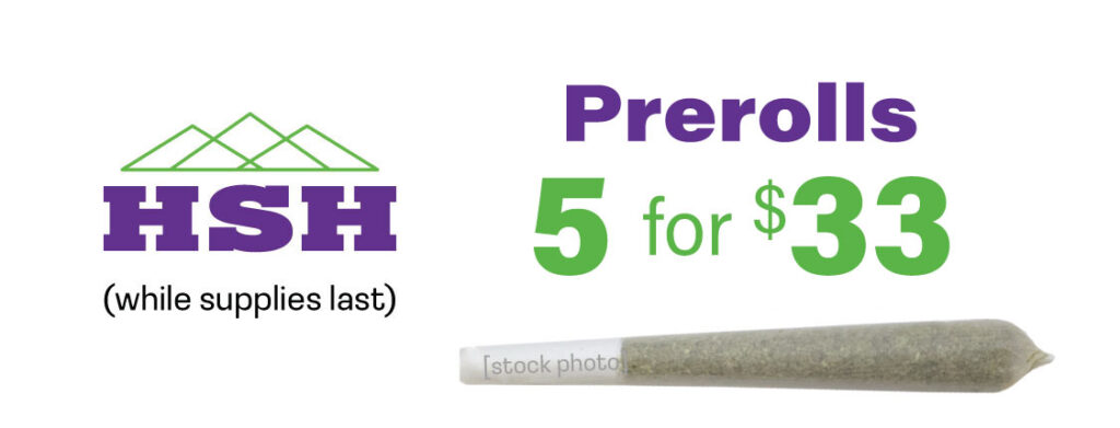 Ad for HSH prerolls on sale 5 for $33